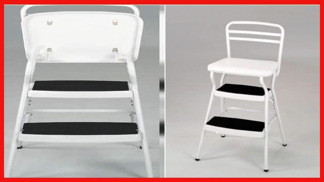 Great product Cosco White Retro Counter Chair / Step Stool with Lift