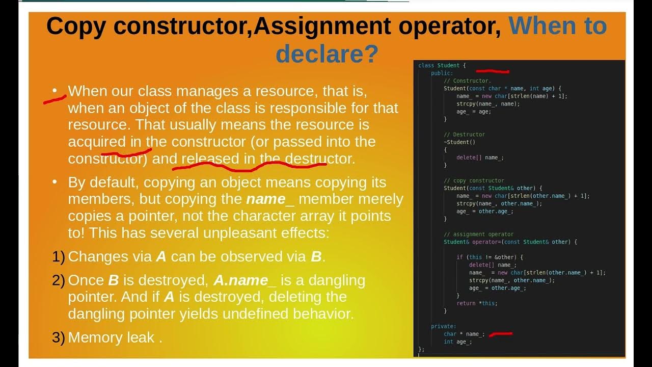 class copy constructor assignment operator