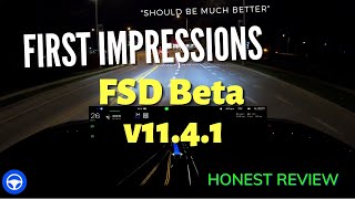 FSD Beta v11.4.1 First Impressions - An Honest Review - Smooth and Natural Driving at Night