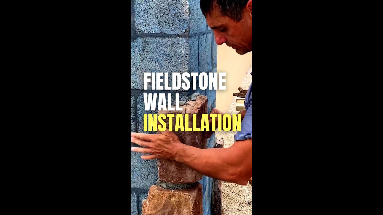 Fieldstone wall installation