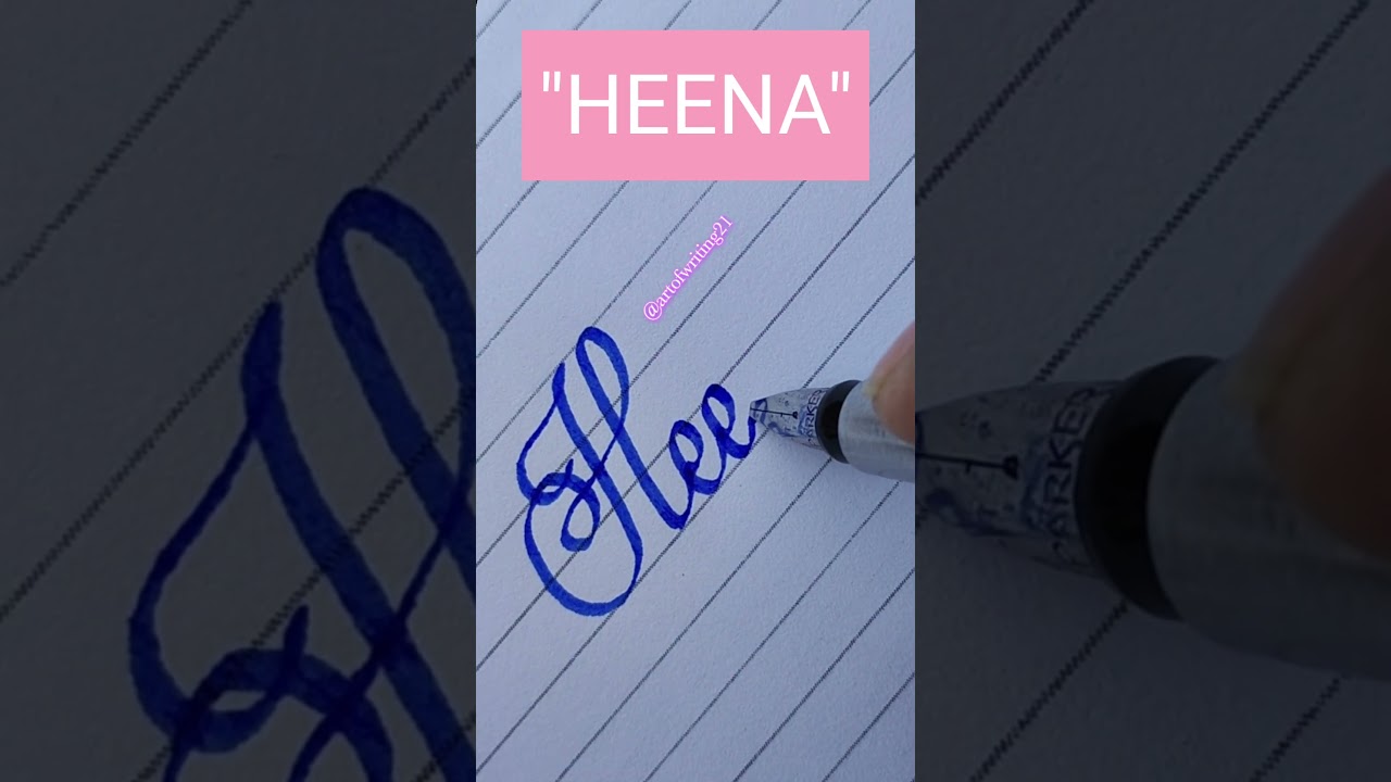 How to write "Heena" name in cursive writing l 