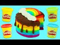 Play Doh Beautiful Rainbow & Rose Chocolate Layer Cakes | Fun & Easy DIY Play Dough Arts and Crafts!