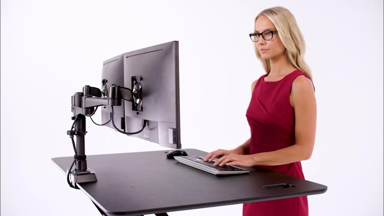 VARIDESK - Dual Monitor Arm 180 - Standing Desk Accessories on Vimeo