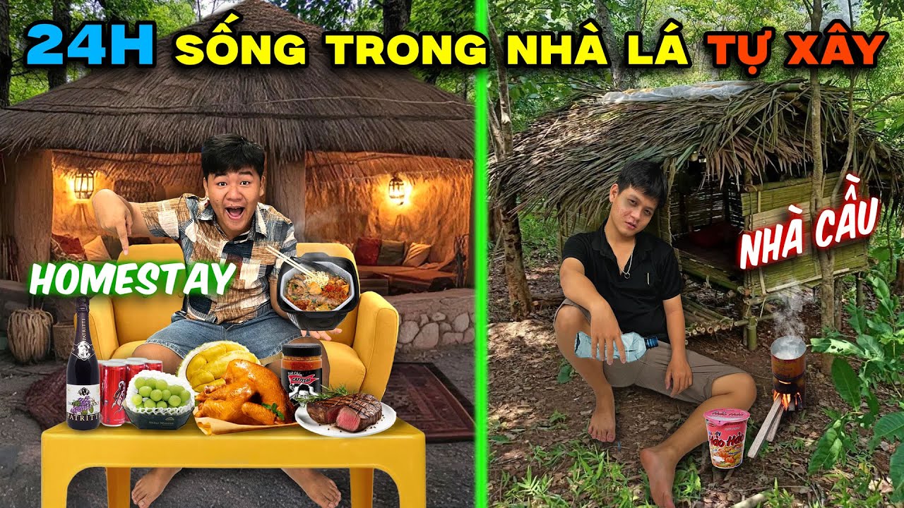 24h Cắm Trại Làm Nhà Bằng Lá Dừa