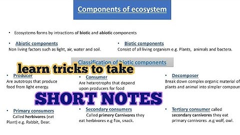 Components of ecosystem | Biotic and abiotic components | producers, consumer and decomposers