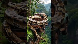 Giant Python Traps Truck on Jungle Cliff 😱 | AI Nature Short #treepython #nature #wildlife #ai
