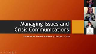 Managing Issues and Communications APR Class for St. Louis PRSA Chapter on 10/21/20