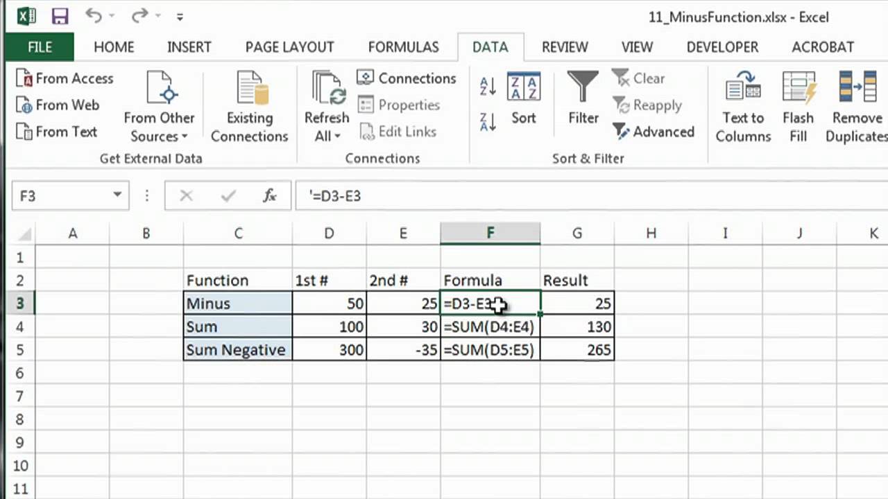 How To Use Minus Function In Excel MS Excel Tips YouTube
