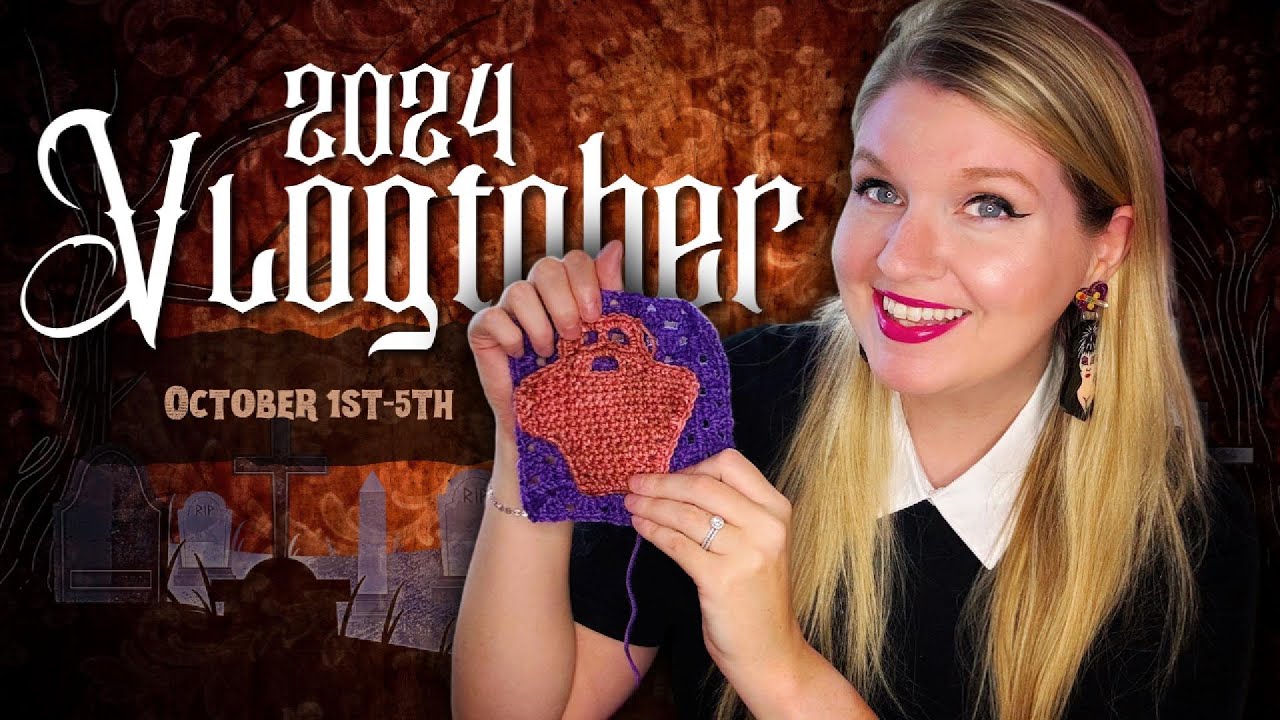 vlogtober-2024-crocheting-halloween-blankets-spooky-sock-knitting