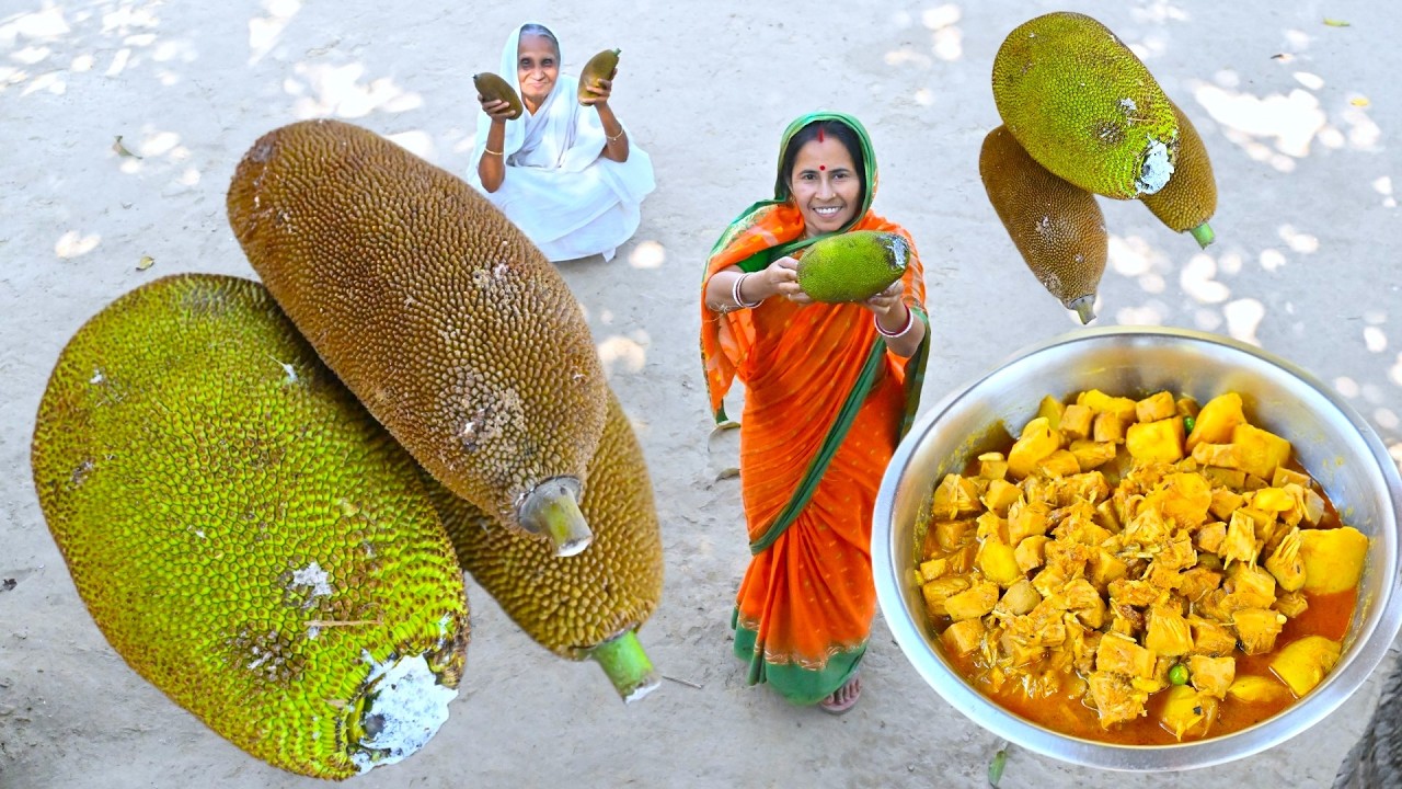 বাটা গরমমশলায় গ্রাম্য পদ্ধতিতে গাছের কচি এঁচোড় কেটে রান্না | Bengali style Green Jackfruit curry