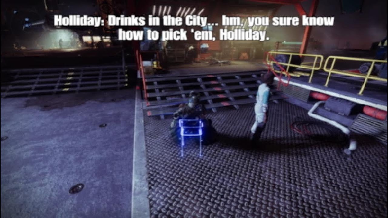Idle Dialogue, Tower Hangar | Amanda Holliday: "Drinks in the City... Hm" | Destiny 2