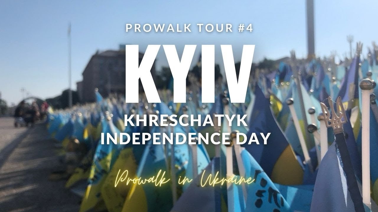 Prowalk tour in Kyiv #4 Khreschatyk - Independence Day - Burnt military equipment