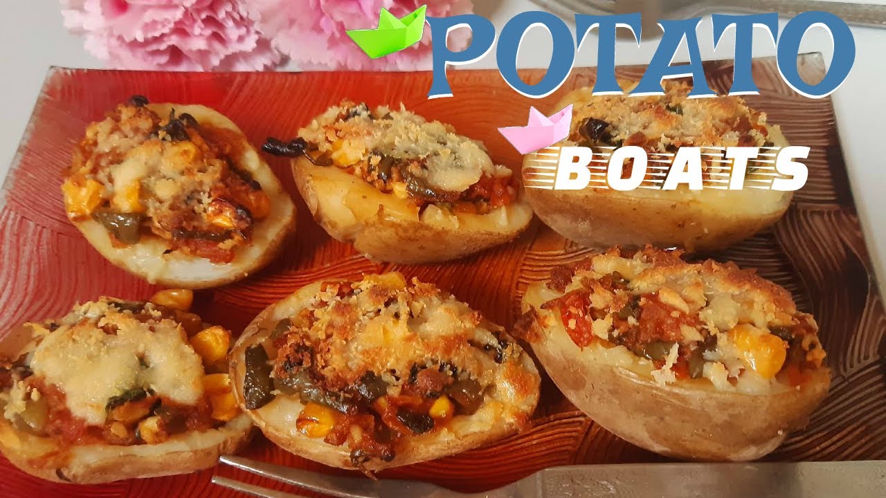 Potato Boats Recipe | Mouth watering Potato boats with assorted veggies | Baked Potato Without Oven | Cookery Bites