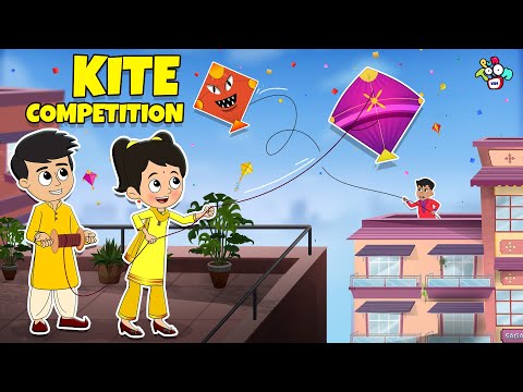Kite Flying Competition Chinki Vs Monty Makar Sankranti 2026 Cartoon PunToon Kids Hindi 