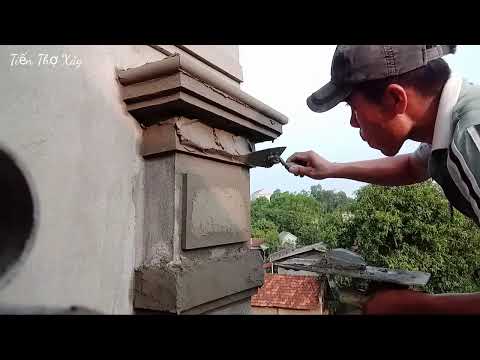Video Thực tế thi công đắp phào chỉ bát cột vuông tại công... - youtube