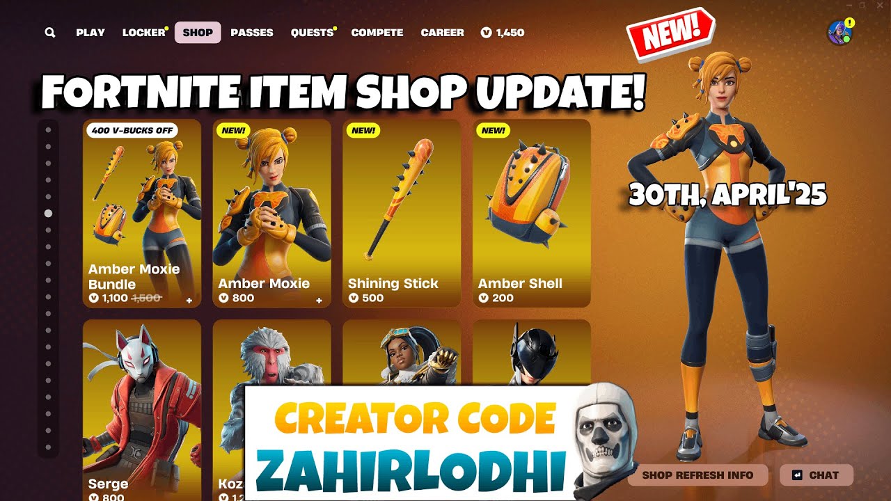*NEW* AMBER MOXIE SKIN! Fortnite Item Shop Update! [30th April, 2025] (CH6 S2)