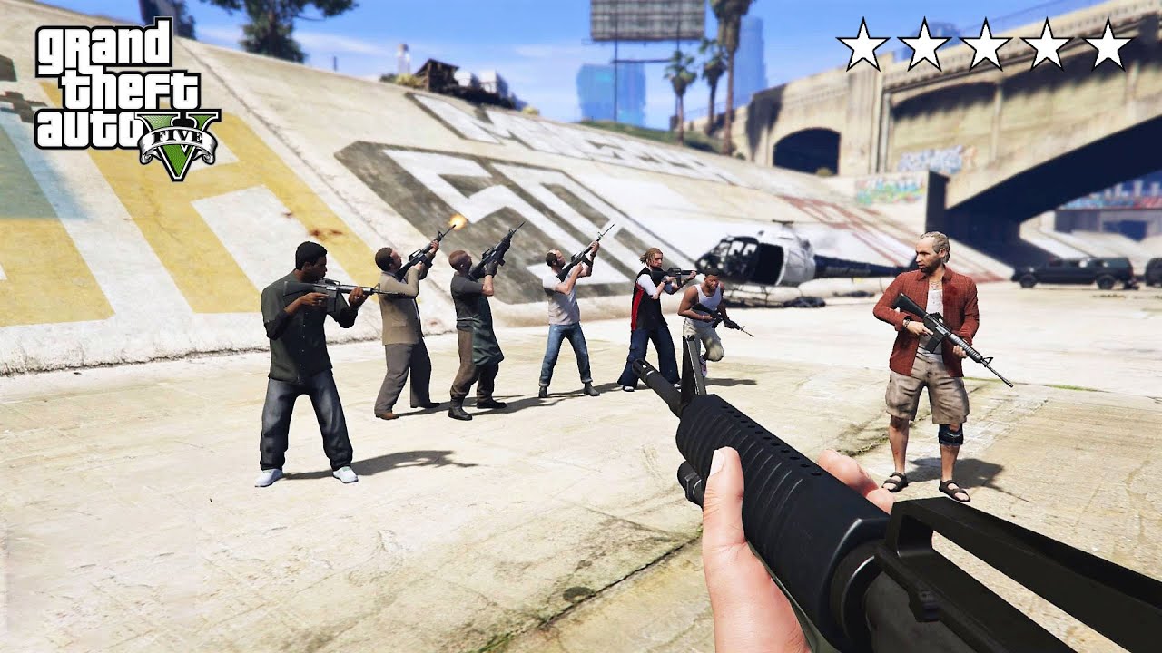 GTA 5 - Michael And Friends FIVE STAR SERVICE CARBINE COP BATTLE! (GTA V Funny Moments)