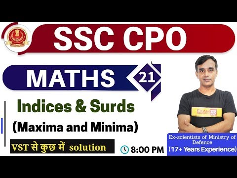 Class 21 || SSC CPO || MATHS || | By Vikas Sir ( 17+ Year Exp ) || Indices & Surds delhi police mts result