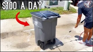 How I Make $100 A Day Trash Can Cleaning!