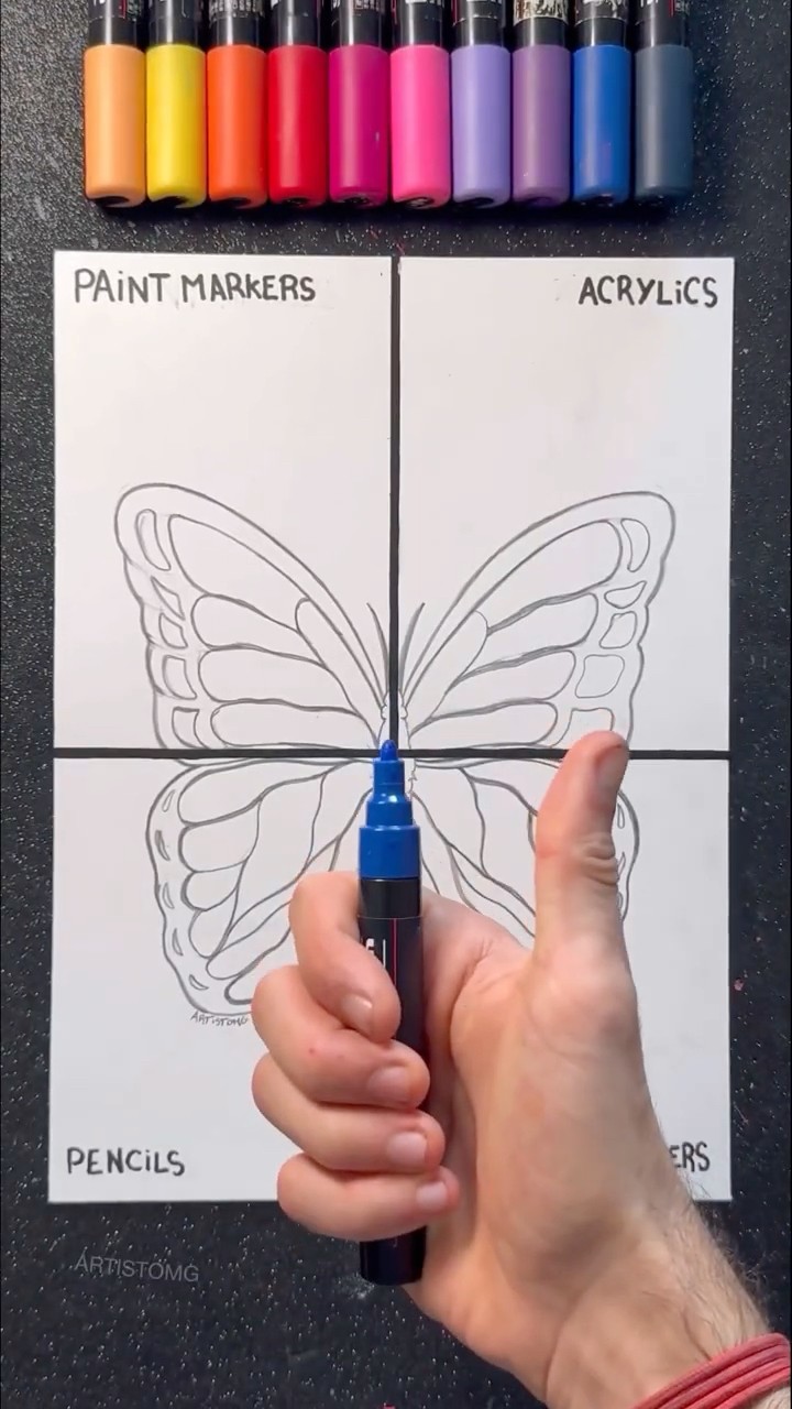 Butterfly with Different Techniques! ?✨? || What’s your Fav! ? #artistomg
