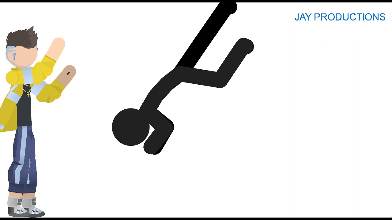 a fight between a stickman and David from edgerunners