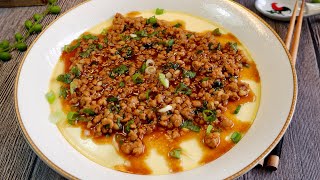 Super Easy! Silky Smooth Steamed Eggs w/ Meat Sauce 肉酱蒸蛋 Chinese Smoothest Eggs & Minced Meat Recipe