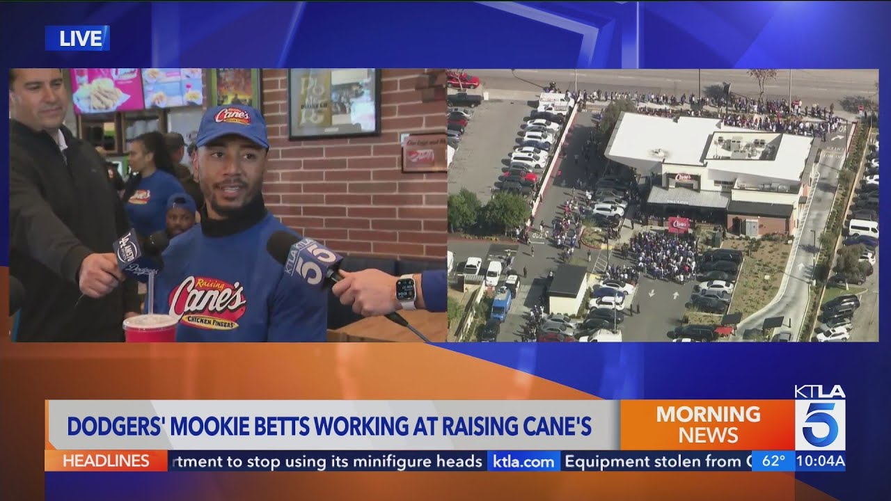 Mookie Betts starts shift at Alhambra Raising Canes YouTube