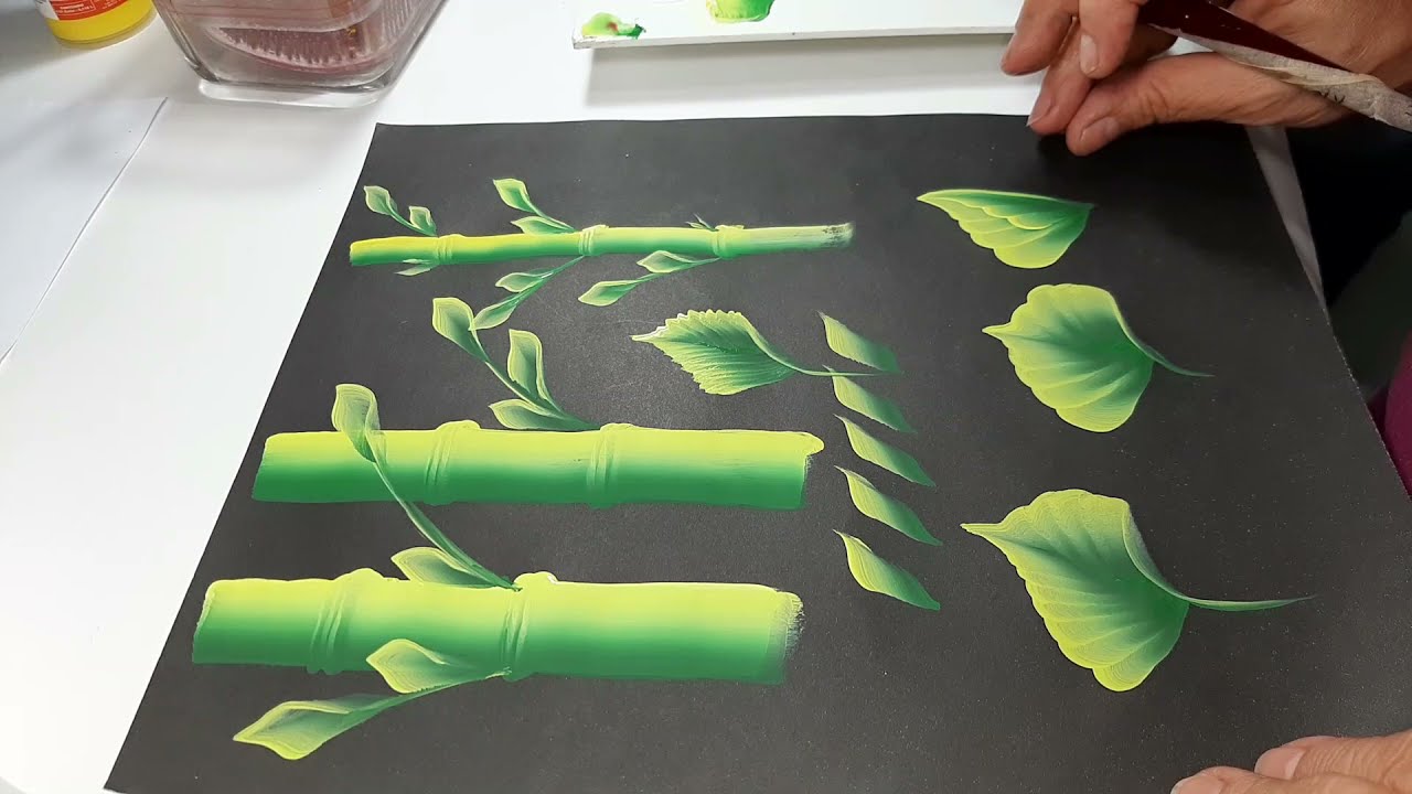 Como pincelar hojas y bambú