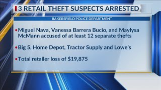 3 arrested on suspicion of serial retail theft: Bakersfield PD