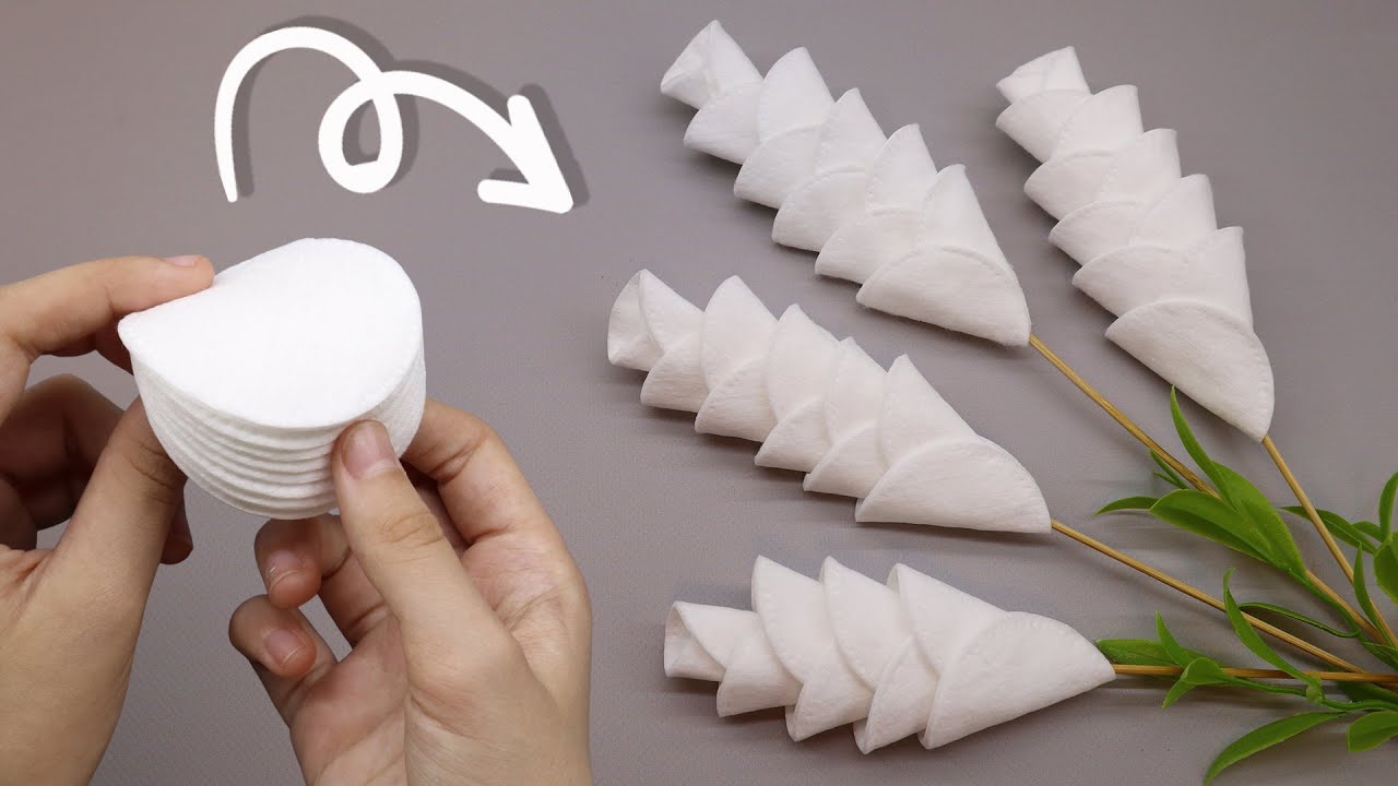 NEW⚡Make a Cotton Pad Flowers/Easy Flower Decorations