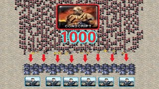 1000 Conscripts vs 33 Gi Battle Fortress - Same Cost - Red Alert 2
