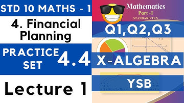 Financial Planning | Practice Set 4.4 Lecture 1 | SSC Class 10th Algebra | Maths 1 | Maharashtra