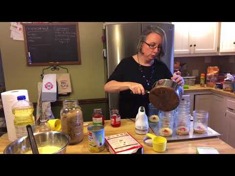 Canning pineapple upside down cake for holiday gift idea.