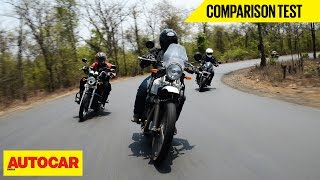 RE Himalayan VS Mahindra Mojo VS RE Thunderbird 500 | Comparison Test | Autocar India