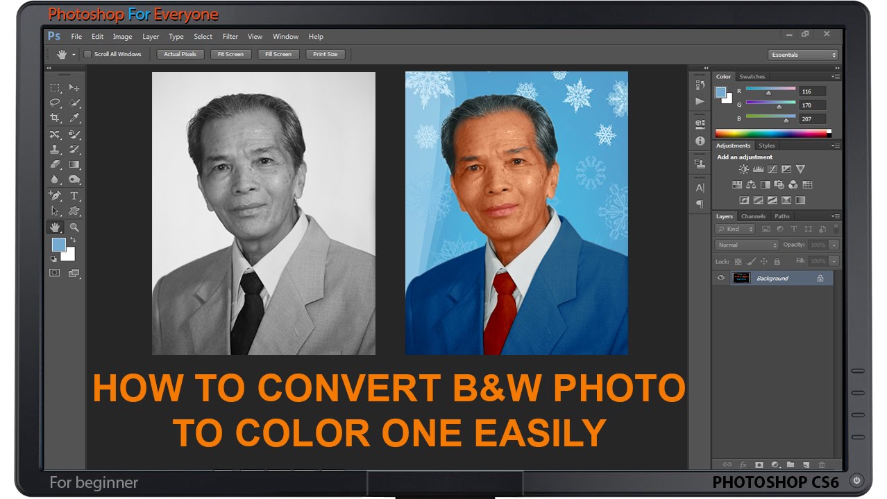 Photoshop cs6: Chuyển ảnh trắng đen thành màu - YouTube