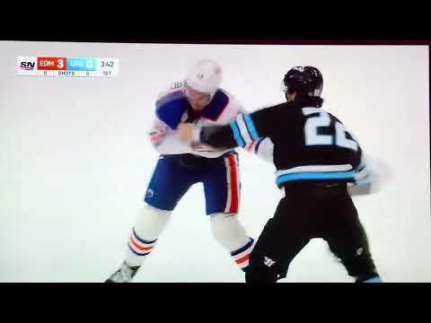 Fight between Edmonton Oilers Trent Frederic & Utah mammoth’s jack Mcbain