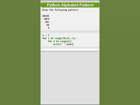 Alphabet Pattern Program * for loop in python * python pattern | python ...