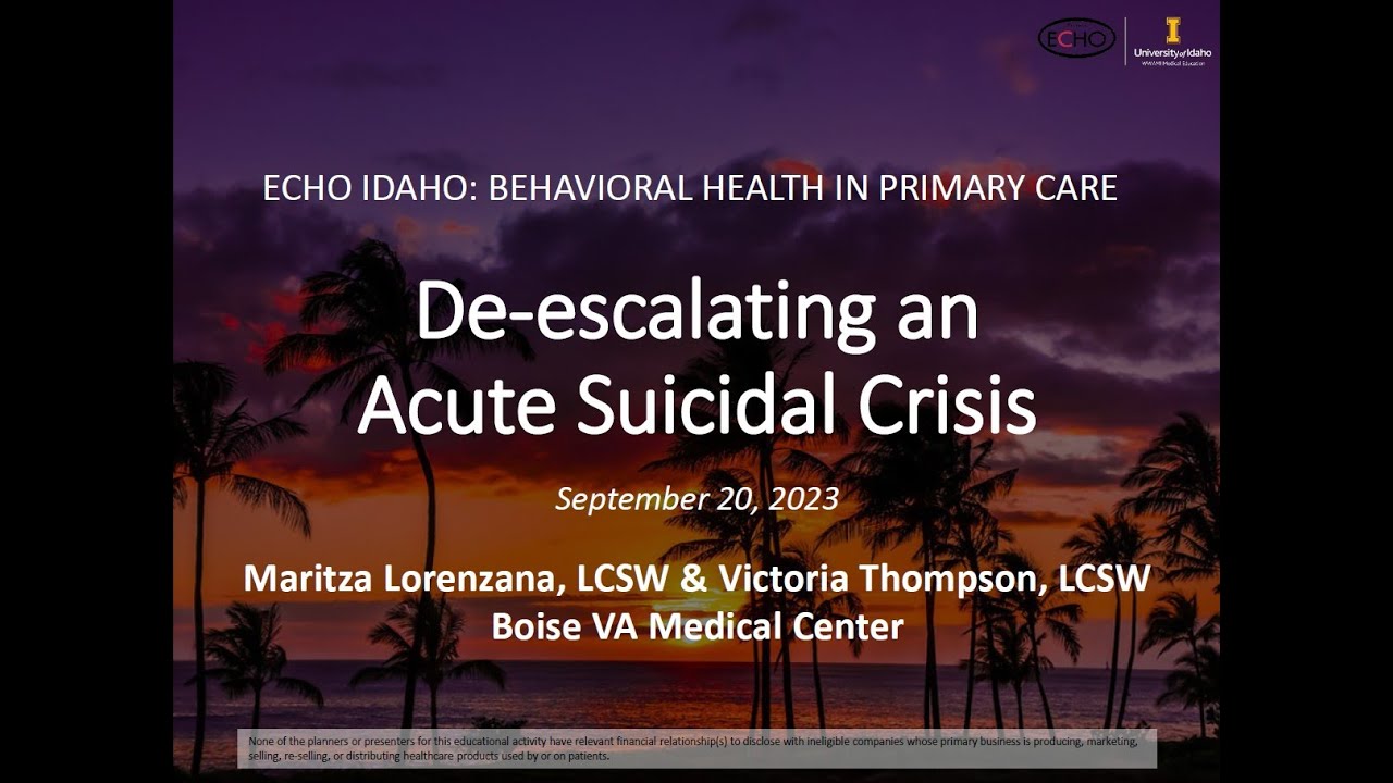 De-Escalating an Acute Suicidal Crisis  - 9/20/2023