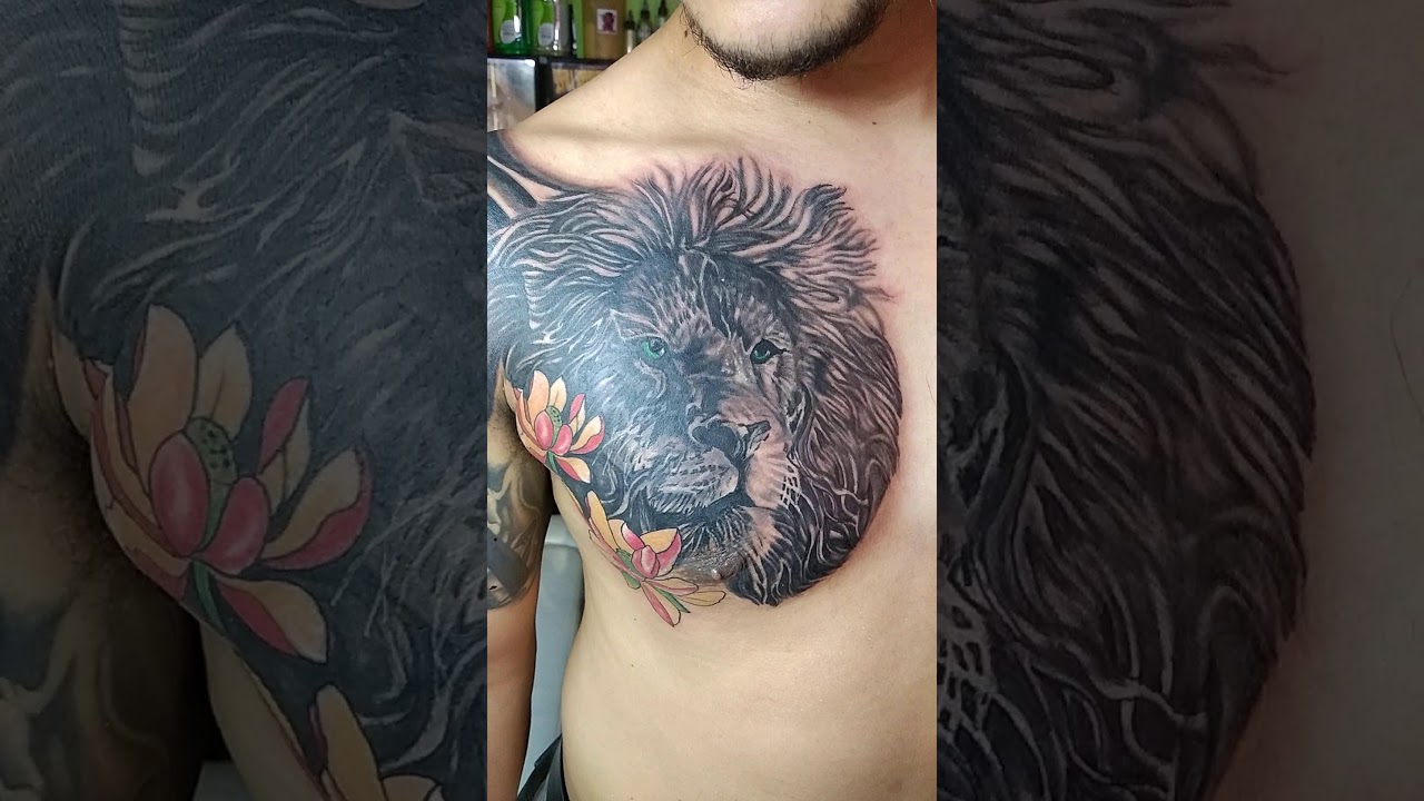 lion chest tattoo