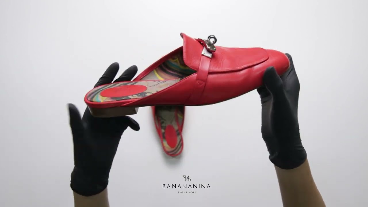 Hermes Goatskin Oz Mules Rouge A Levre Sz 40