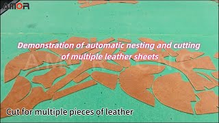 AMOR multiple leather automatic nesting cutting demonstration with Vision System #Machine#leather