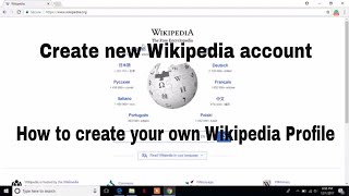 How to create new Wikipedia account or profile