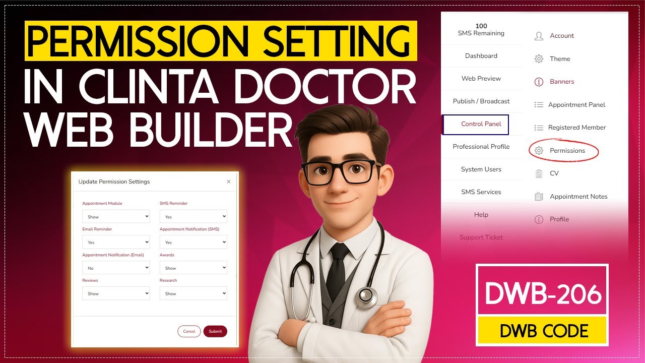 Permission Section in Clinta Doctor Web Builder