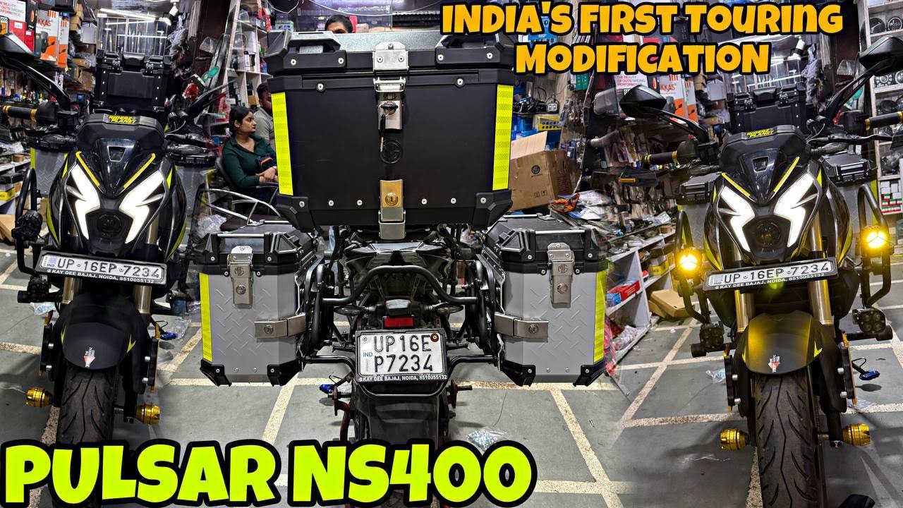 India Me Pehli bar BAJAJ PULSAR NS400 ki Touring Modification Kardi | TopBox | Panniers