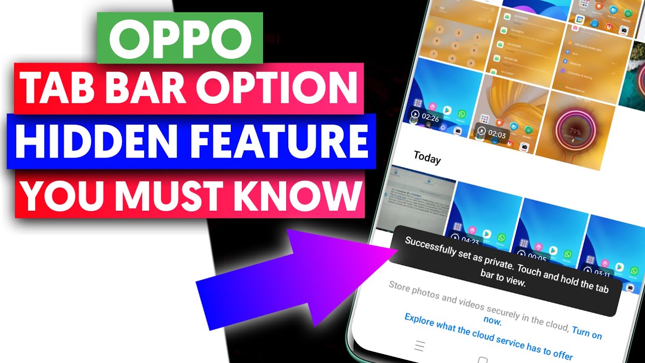 Oppo Tab Bar Option | Oppo Private Safe Feature | Oppo Set As A Private  Option - Youtube