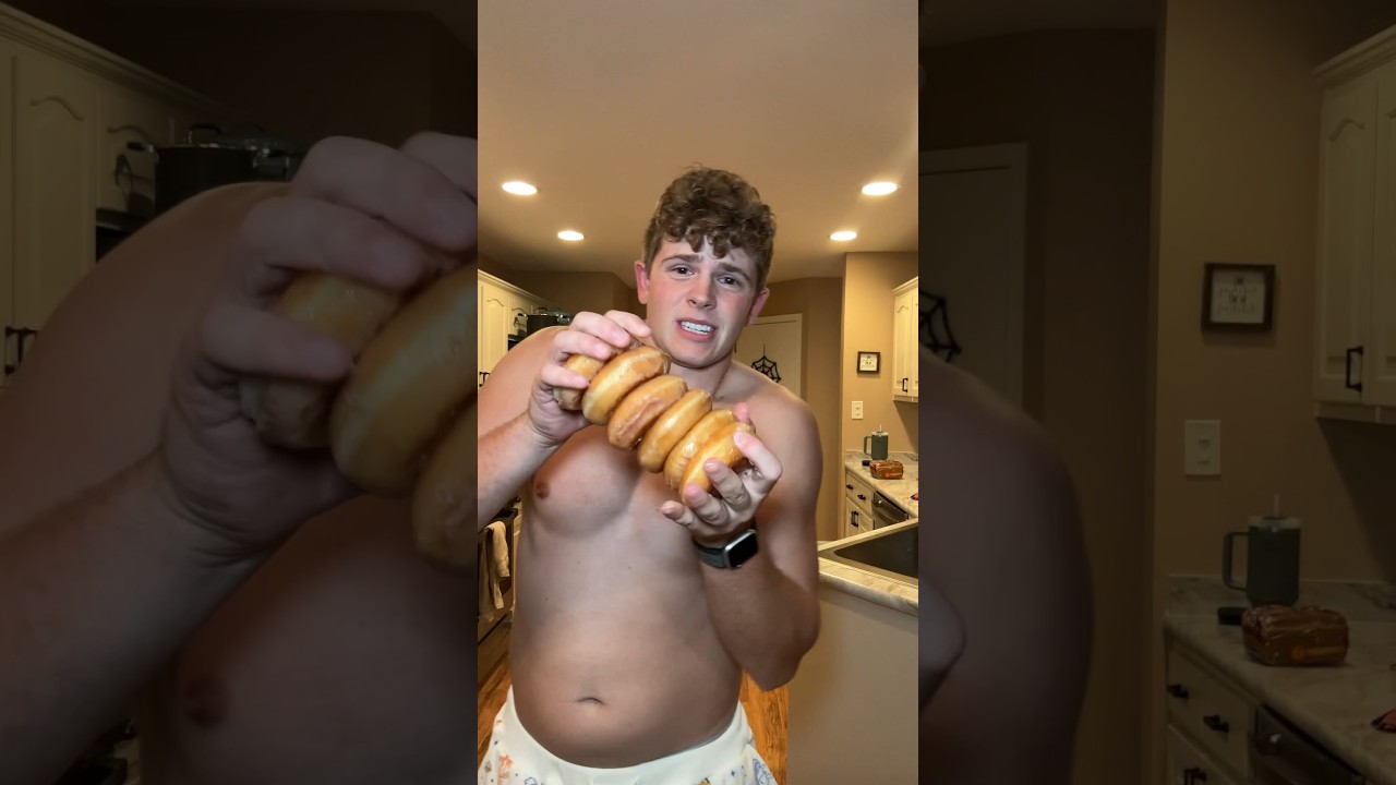 Trying to eat 6 donuts in one bite!