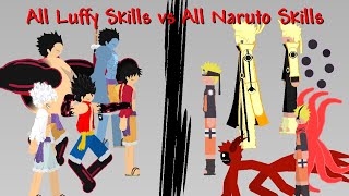 All Luffy Skills vs All Naruto Skills: Skills Comparison in Sticknodes Animation!