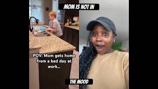 Mom is not in the mood after a long day #funny #comedy #momlife #mom #memes #cleaning #kitchen #mad