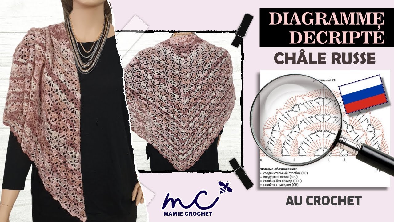 Comment faire un châle d'après un diagramme inconnu au crochet, tuto, pas à pas débutante