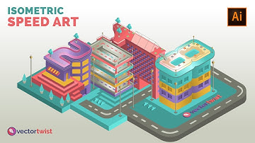[Isometric Illustrator] Isometric City Buildings - Speed Art Drawing
